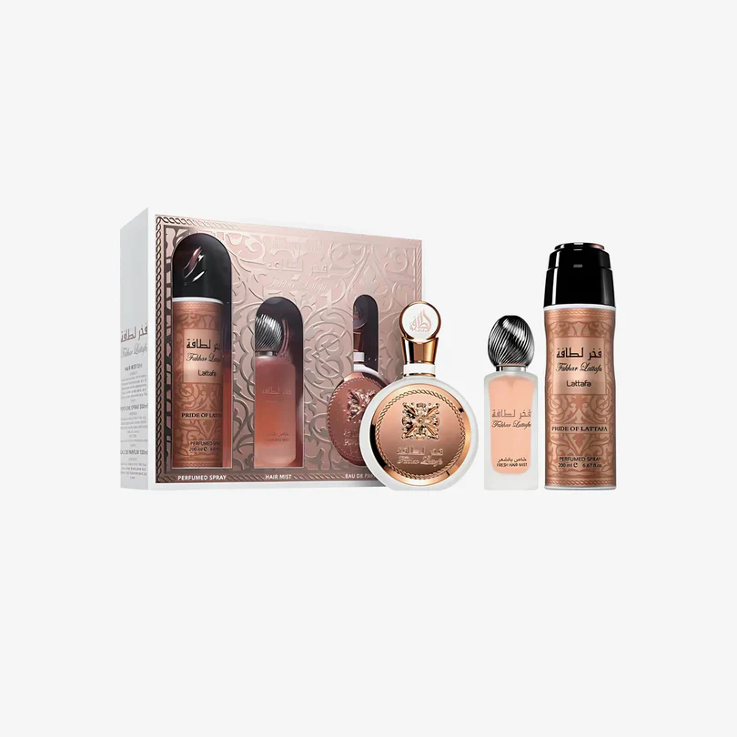 Conjunto Fakhar Rose 100ML + 200ML DEO + 50ML ÓLEO CAPILAR